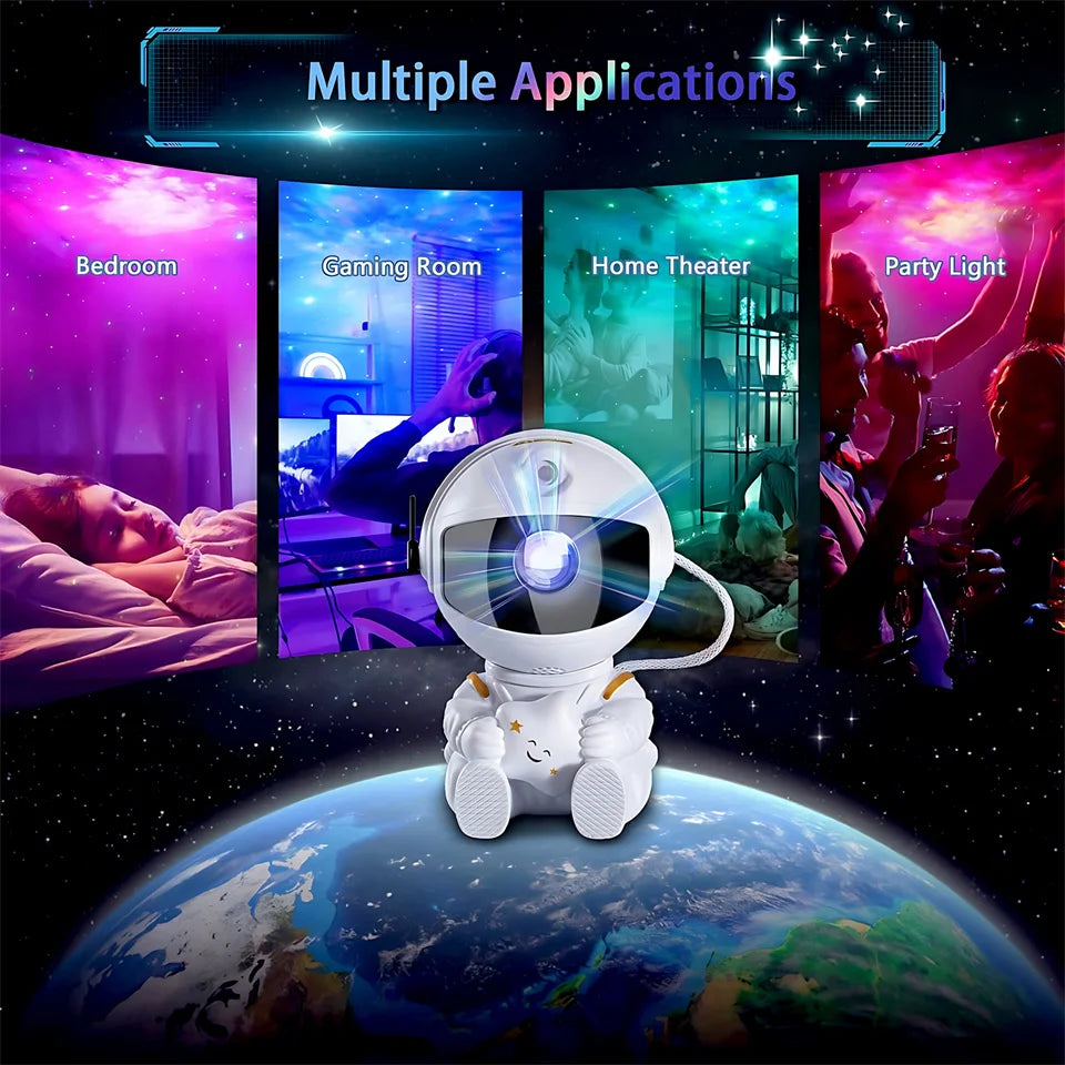 Astronaut Star Projector Galaxy Night Light | LED Nebula Room Lamp for Kids & Bedrooms