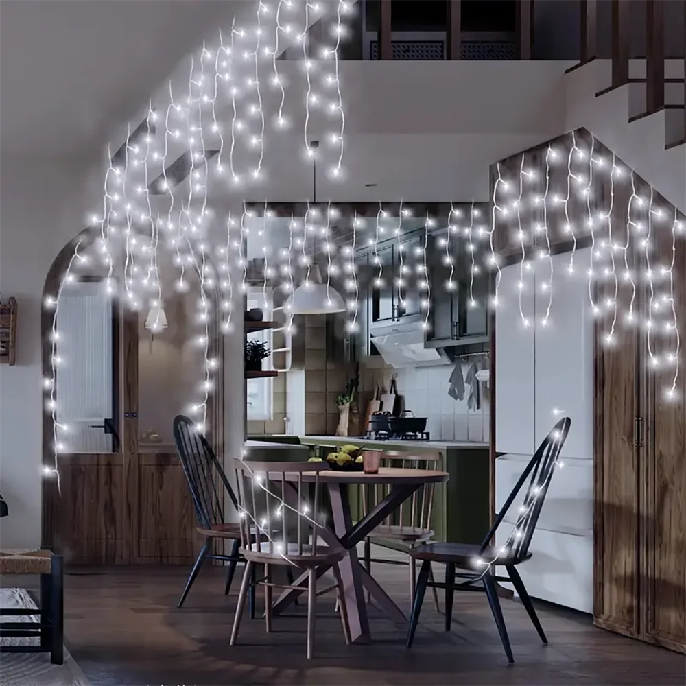 160LED Solar Icicle String Lights 3.5M/7.5M – Waterproof Christmas Outdoor Decor