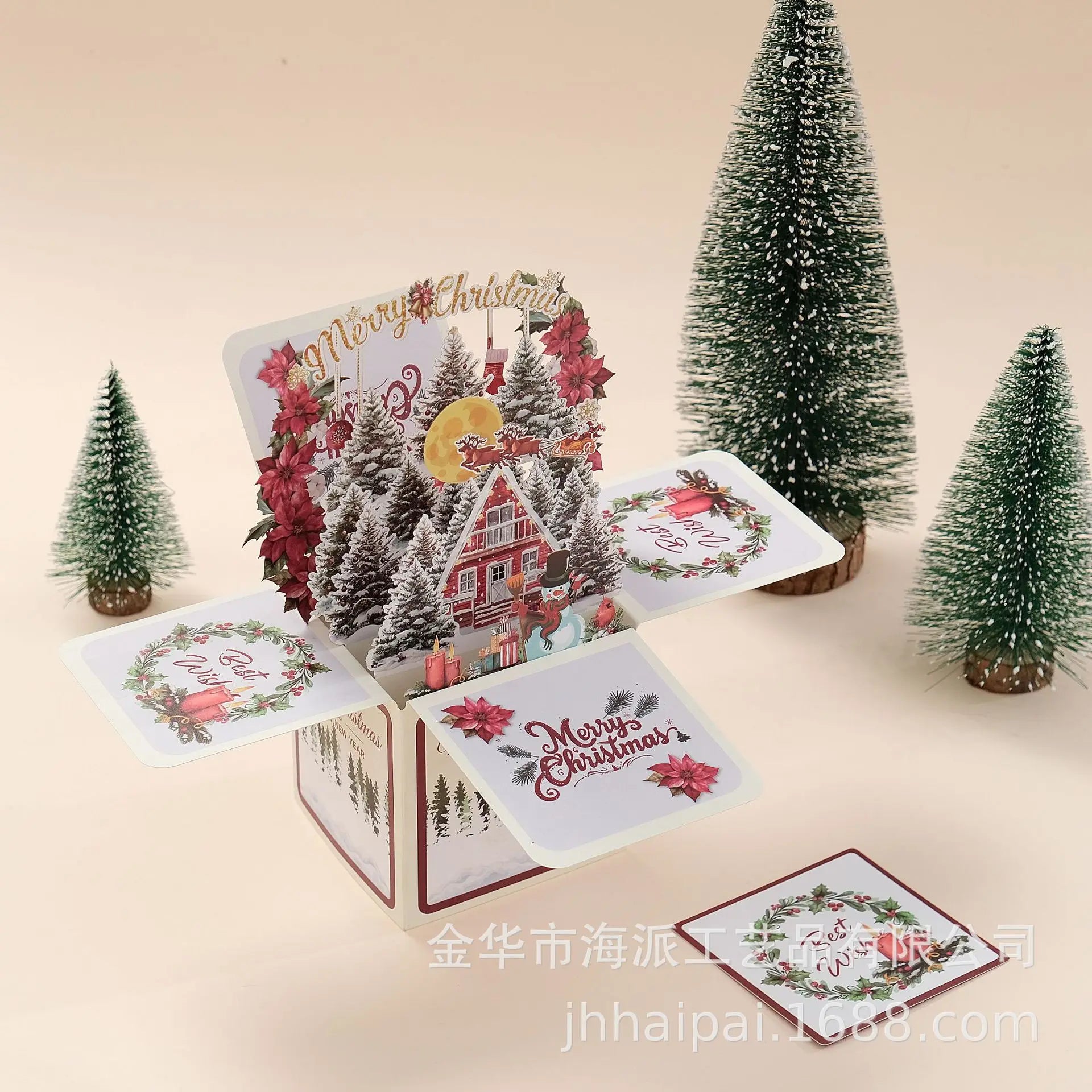 3D Christmas Pop Up Greeting Card – Multicolor Holiday Card with Envelope