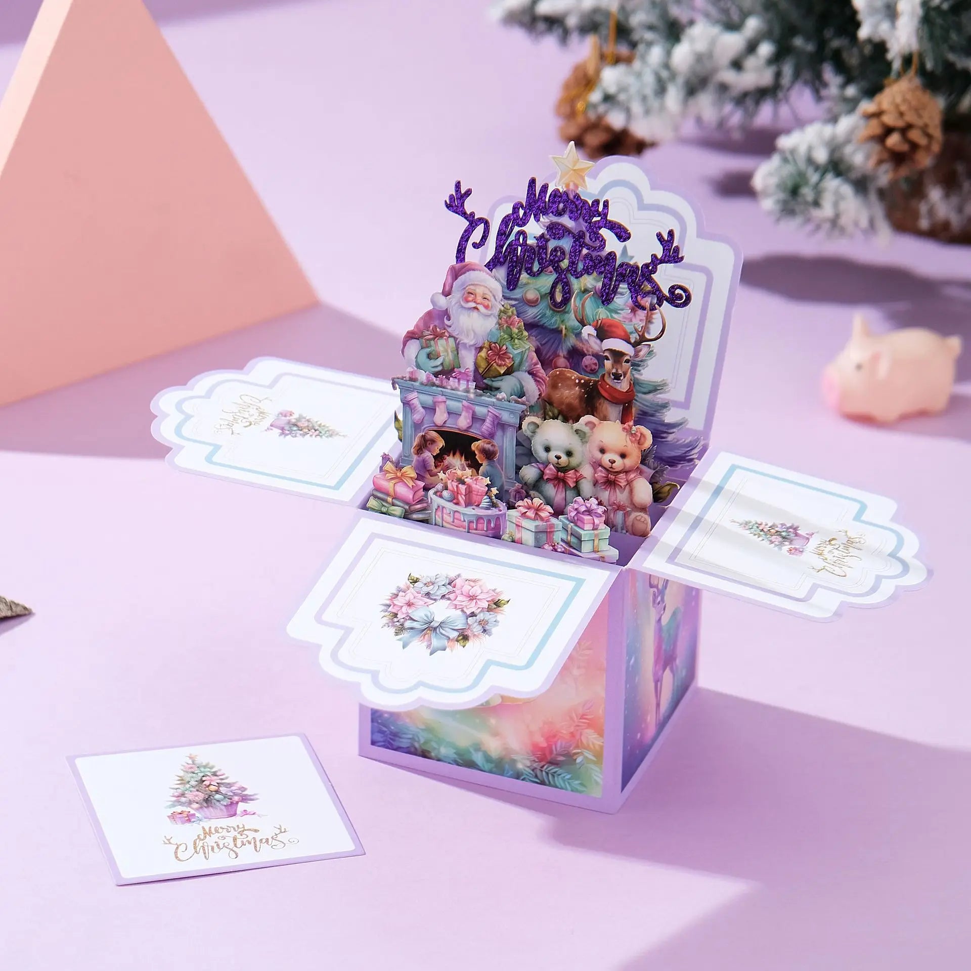 3D Christmas Pop Up Greeting Card – Multicolor Holiday Card with Envelope