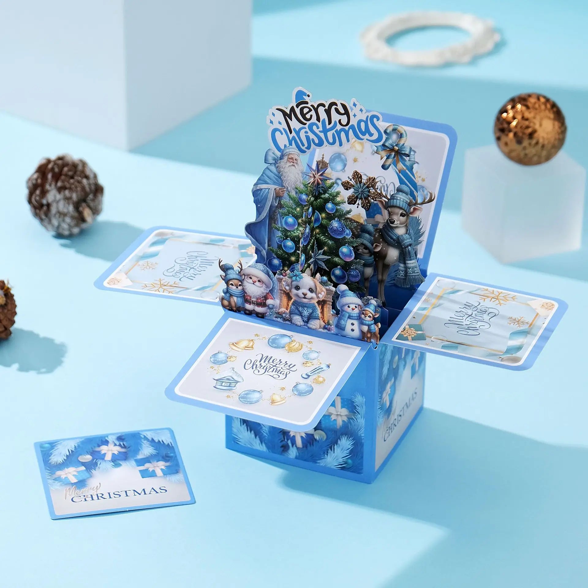 3D Christmas Pop Up Greeting Card – Multicolor Holiday Card with Envelope