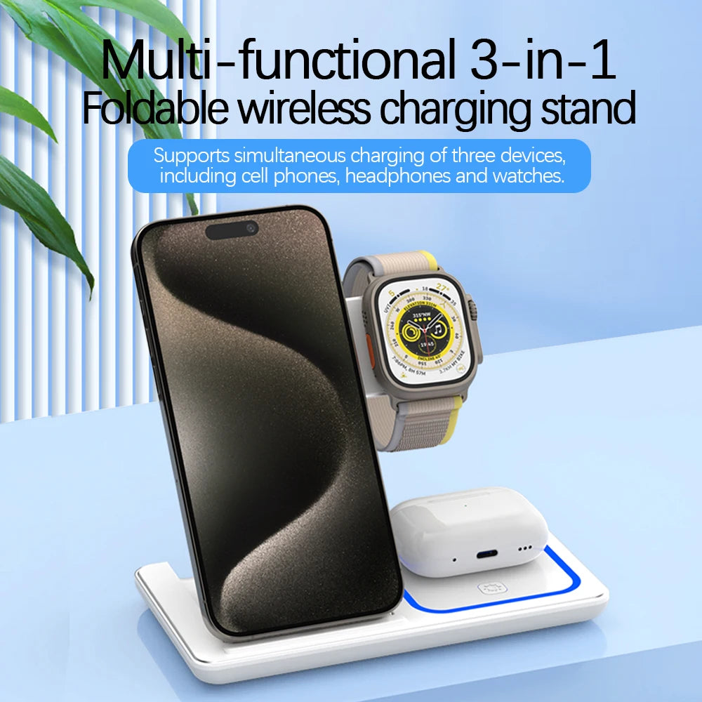30W Foldable 3-in-1 Charging Station for iPhone, Apple Watch & AirPods