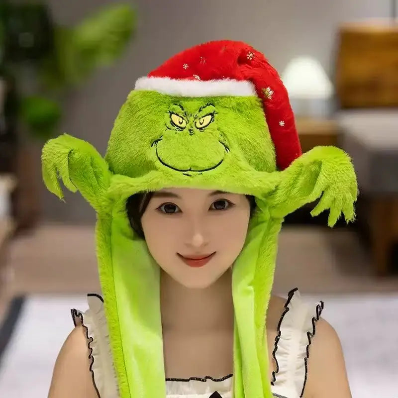Cute Christmas Plush Hat for Kids – Green Monster, Santa & Deer Winter Warm Hat