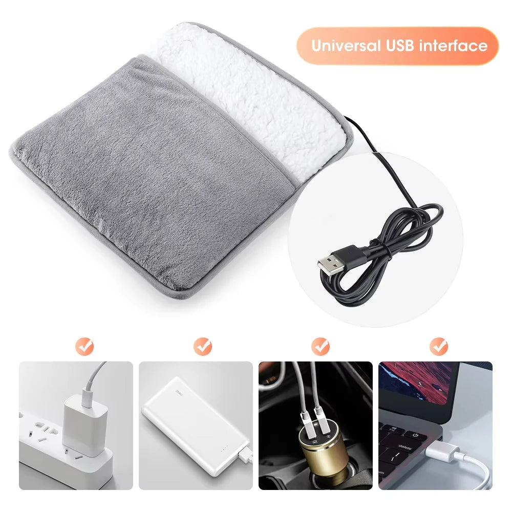 Winter USB Heated Foot Pad – Soft Plush Warmth for Home & Washable