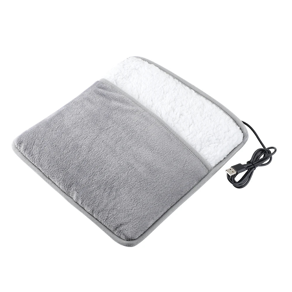 Winter USB Heated Foot Pad – Soft Plush Warmth for Home & Washable