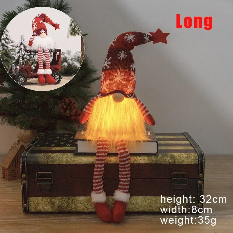 Christmas Faceless Gnome Doll – LED Plush Ornament for Tree & Kids Gift