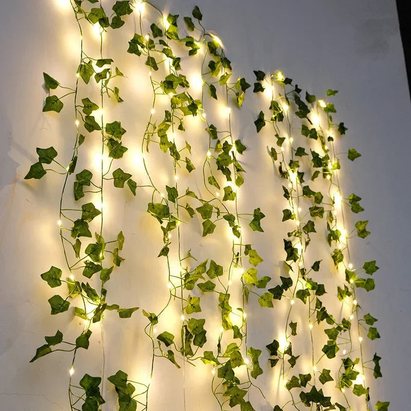 Flower and Green Leaf String Lights