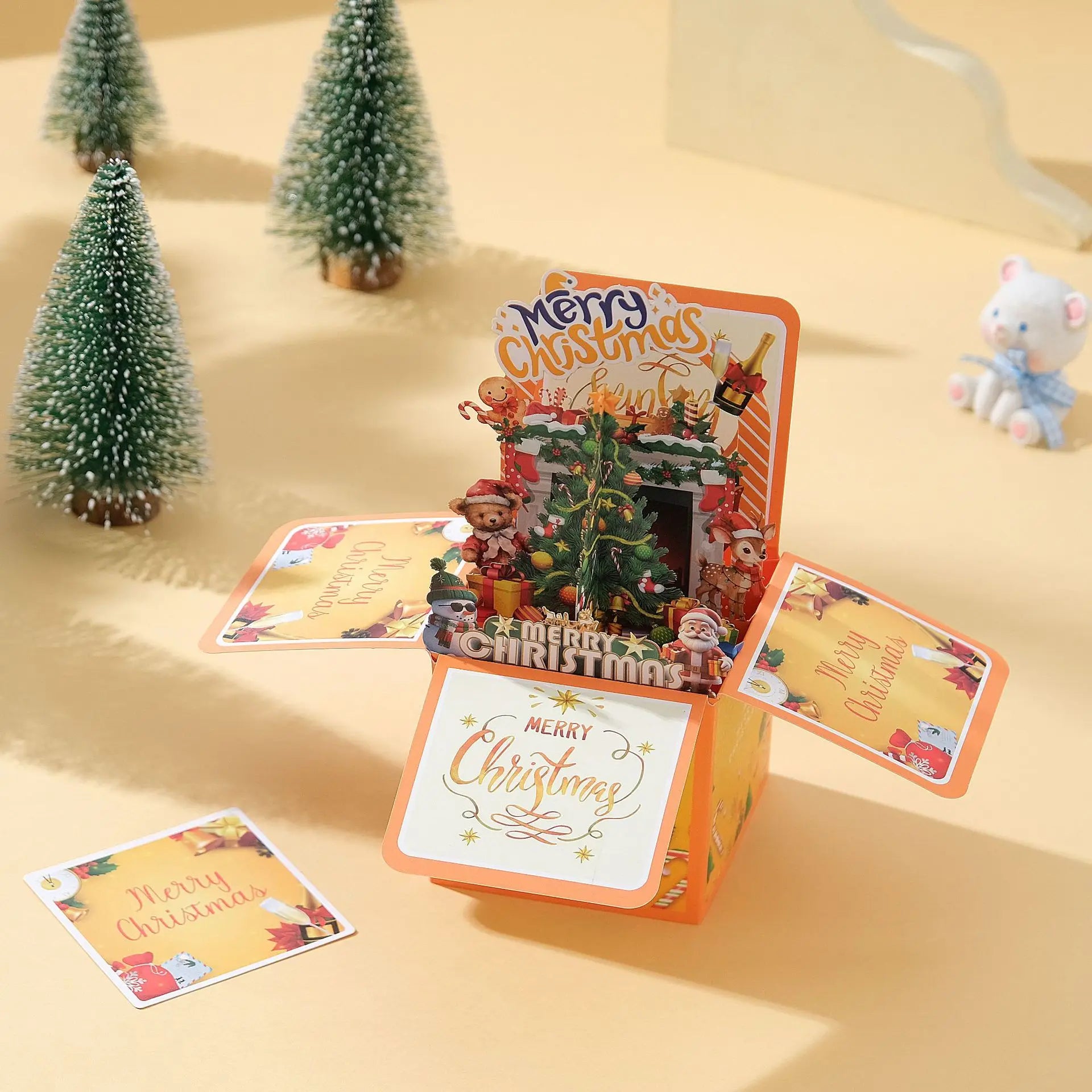 3D Christmas Pop Up Greeting Card – Multicolor Holiday Card with Envelope