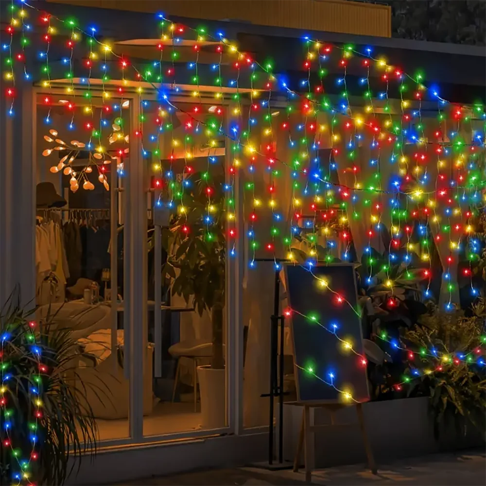 160LED Solar Icicle String Lights 3.5M/7.5M – Waterproof Christmas Outdoor Decor