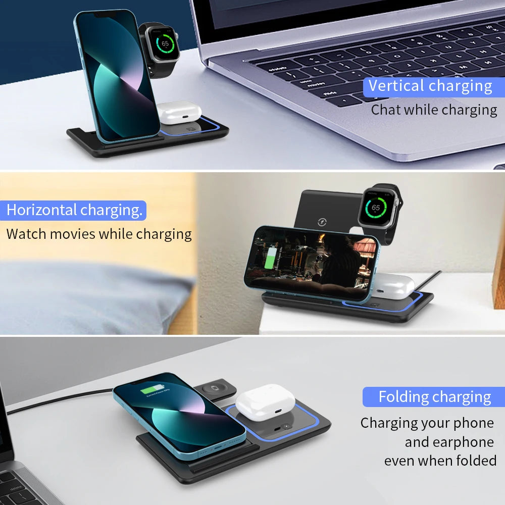 30W Foldable 3-in-1 Charging Station for iPhone, Apple Watch & AirPods