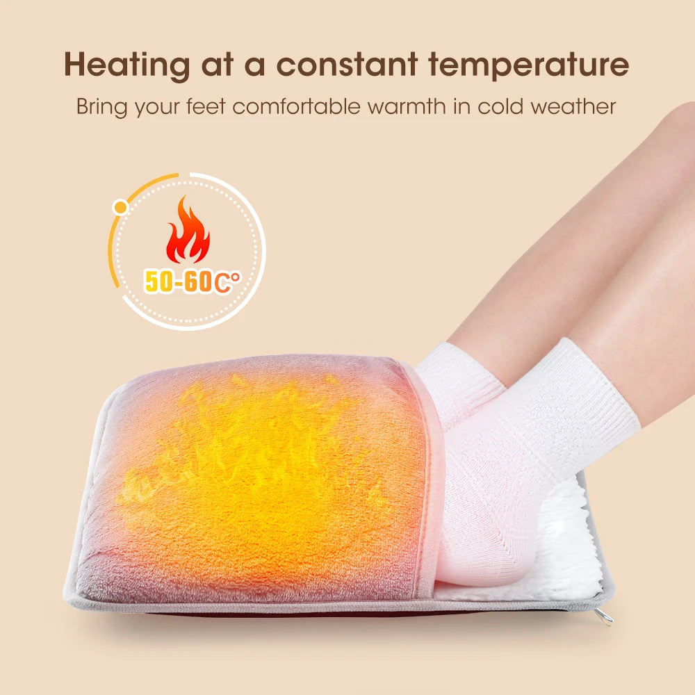 Winter USB Heated Foot Pad – Soft Plush Warmth for Home & Washable