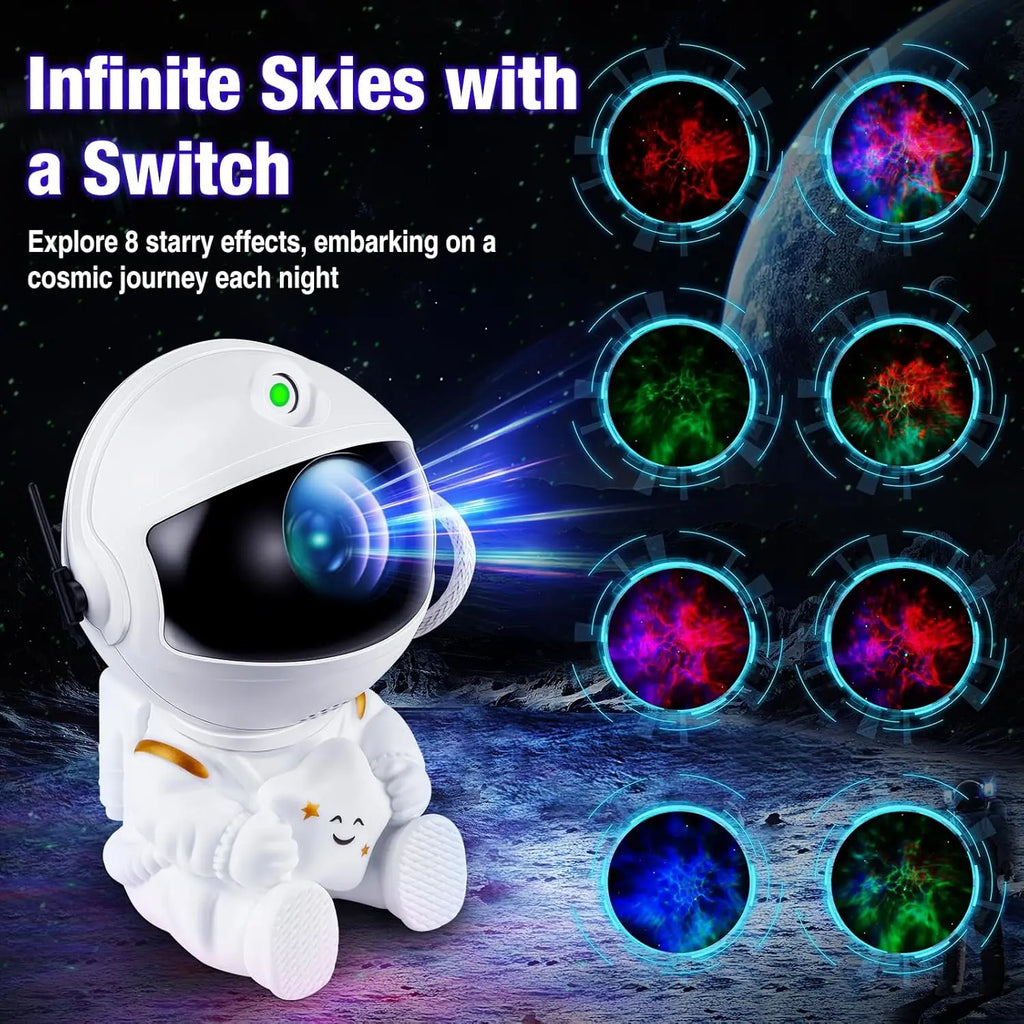 Astronaut Star Projector Galaxy Night Light | LED Nebula Room Lamp for Kids & Bedrooms