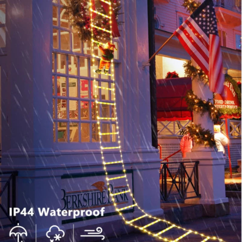 LED Santa Climbing Ladder Lights – 1.5/3M USB Xmas Tree & Wall Decoration