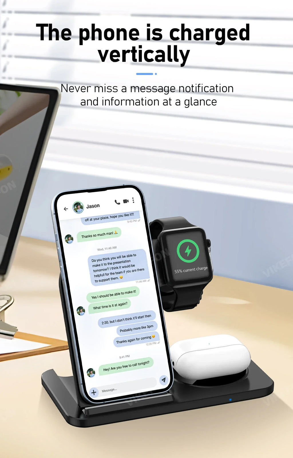 30W Foldable 3-in-1 Charging Station for iPhone, Apple Watch & AirPods