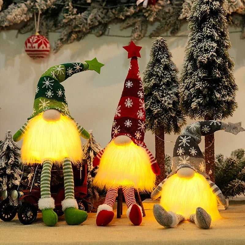 Christmas Faceless Gnome Doll – LED Plush Ornament for Tree & Kids Gift