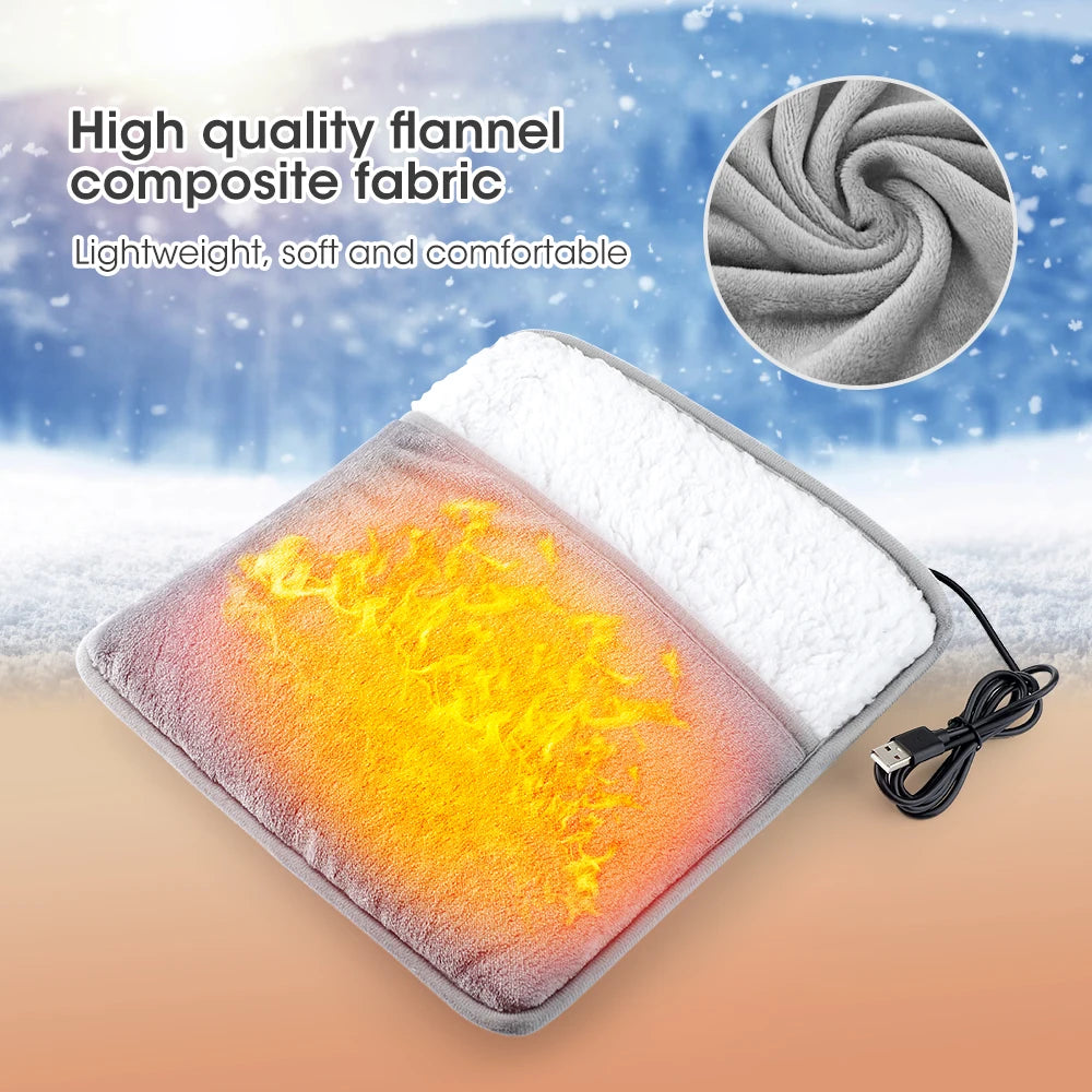 Winter USB Heated Foot Pad – Soft Plush Warmth for Home & Washable