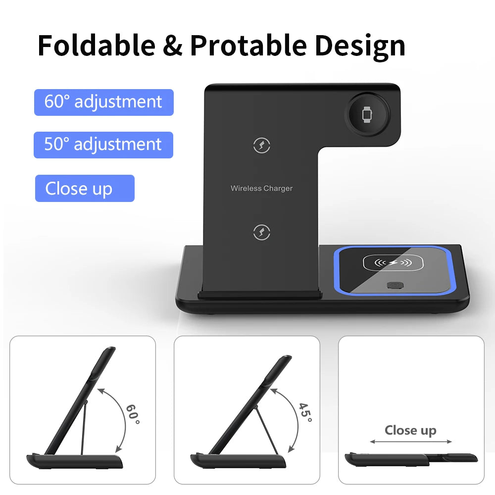 30W Foldable 3-in-1 Charging Station for iPhone, Apple Watch & AirPods