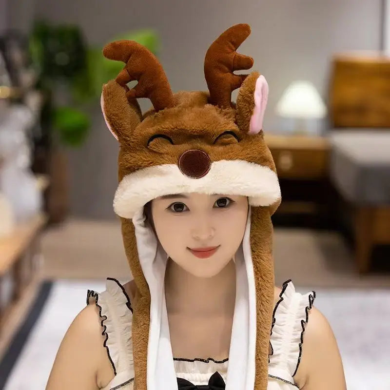 Cute Christmas Plush Hat for Kids – Green Monster, Santa & Deer Winter Warm Hat