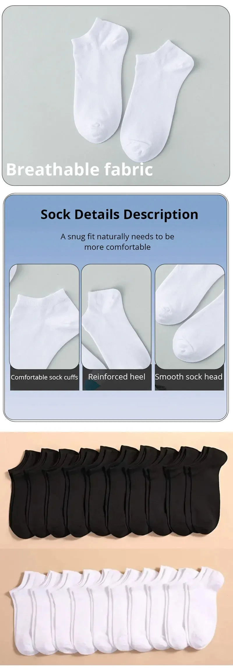 Unisex Casual Boat Socks | Thin, Breathable & Comfy | Anti-Odor, Sweat-Absorbing | Low Cut Ankle Socks for Men & Women