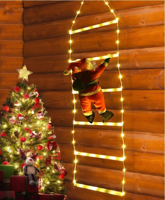 LED Santa Climbing Ladder Lights – 1.5/3M USB Xmas Tree & Wall Decoration
