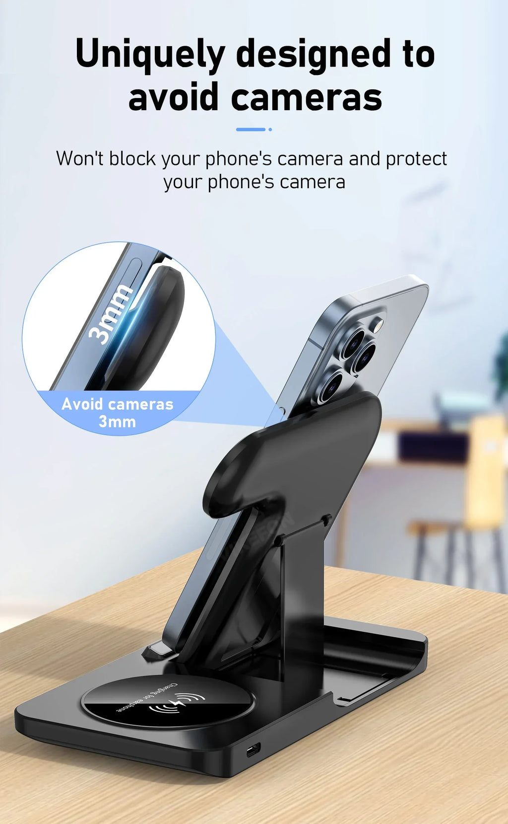 30W Foldable 3-in-1 Charging Station for iPhone, Apple Watch & AirPods