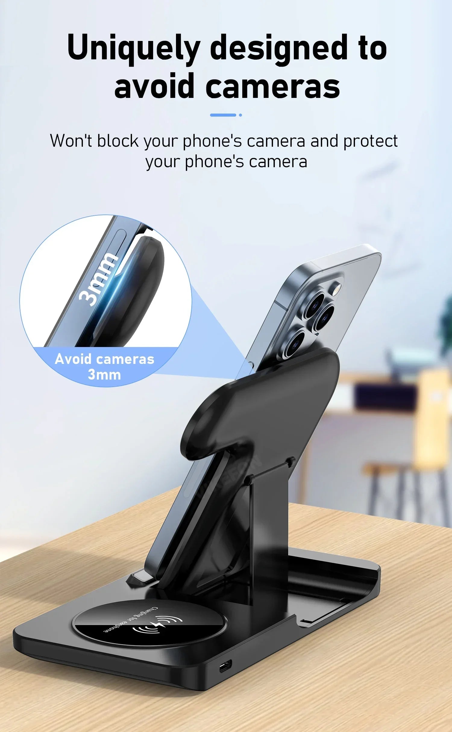 30W Foldable 3-in-1 Charging Station for iPhone, Apple Watch & AirPods