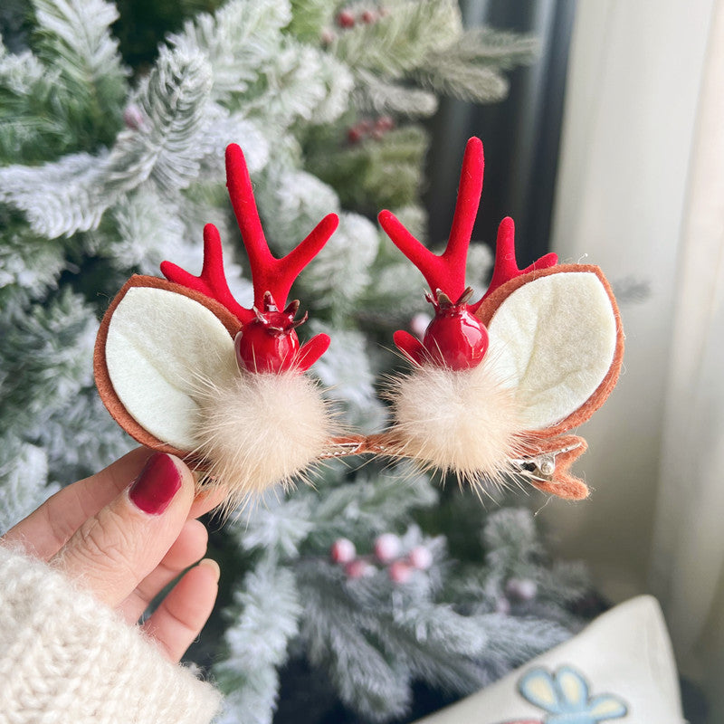 2pcs Kawaii Christmas Hair Clips – Elk, Santa & Snowman Hairpins for Kids & Women 🎁