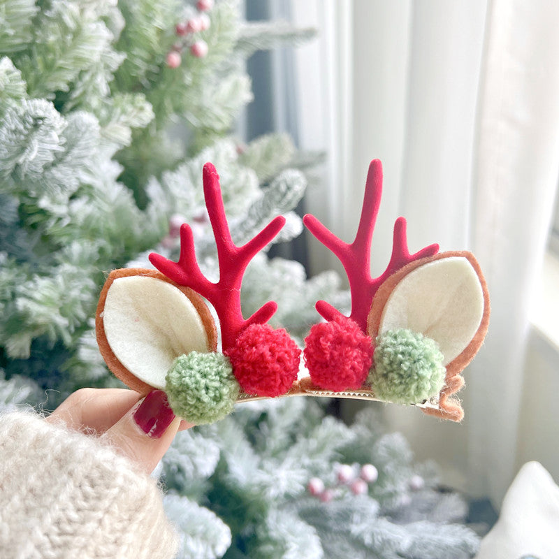 2pcs Kawaii Christmas Hair Clips – Elk, Santa & Snowman Hairpins for Kids & Women 🎁