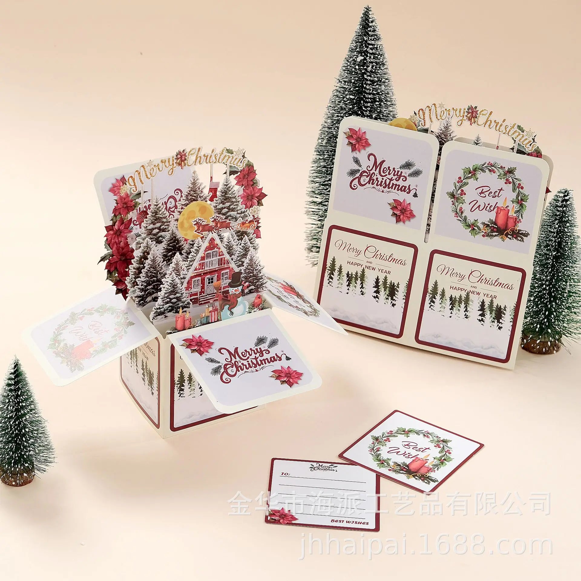 3D Christmas Pop Up Greeting Card – Multicolor Holiday Card with Envelope