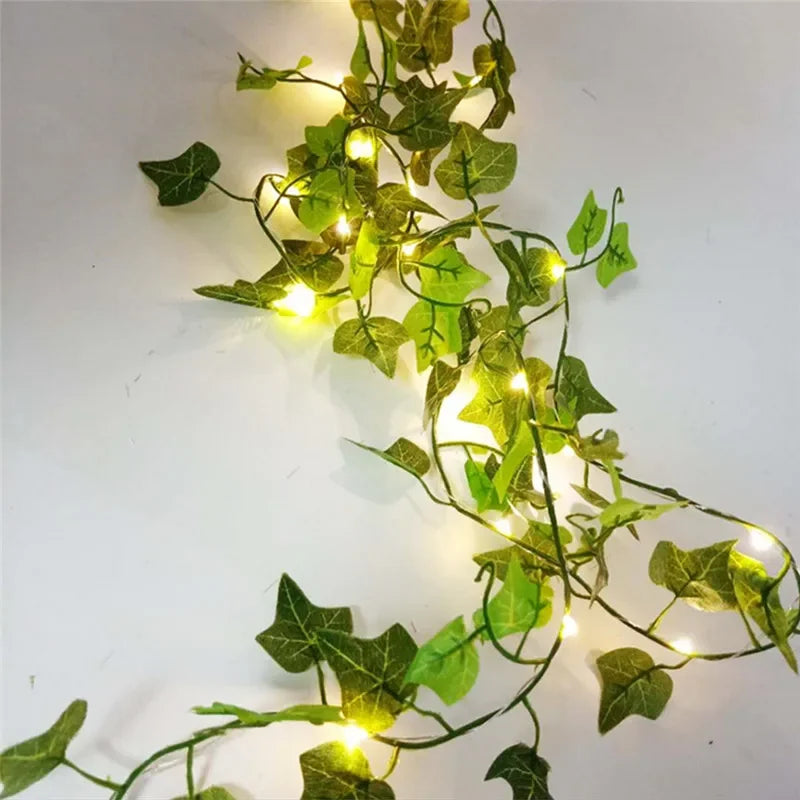 Flower and Green Leaf String Lights