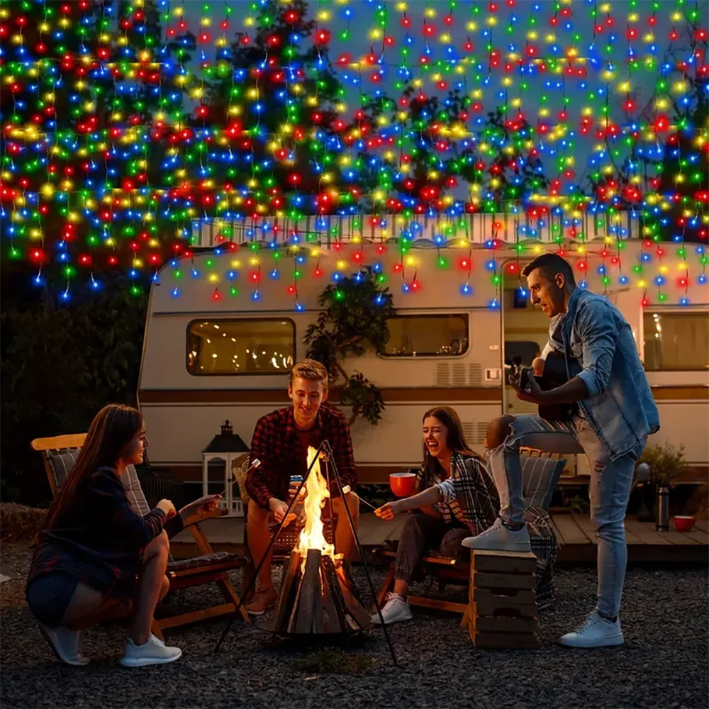 160LED Solar Icicle String Lights 3.5M/7.5M – Waterproof Christmas Outdoor Decor