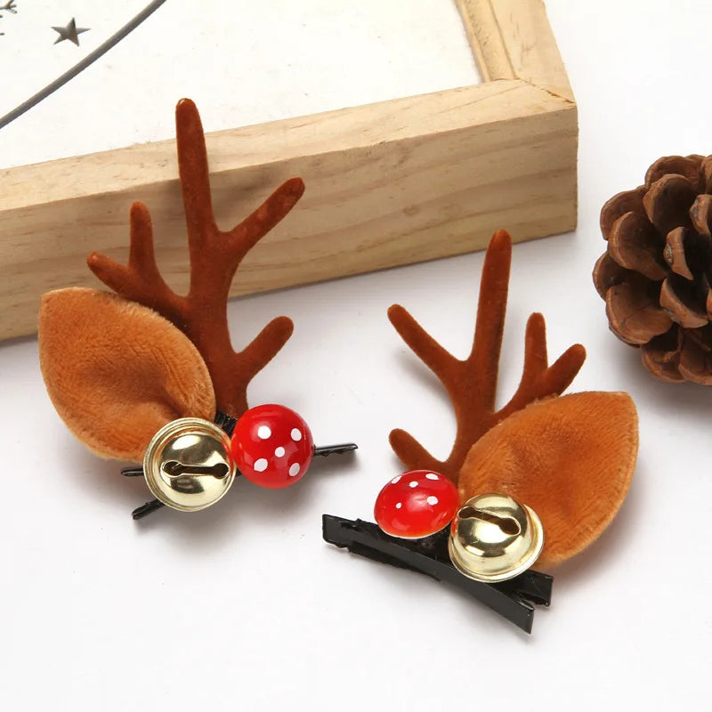 2pcs Kawaii Christmas Hair Clips – Elk, Santa & Snowman Hairpins for Kids & Women 🎁