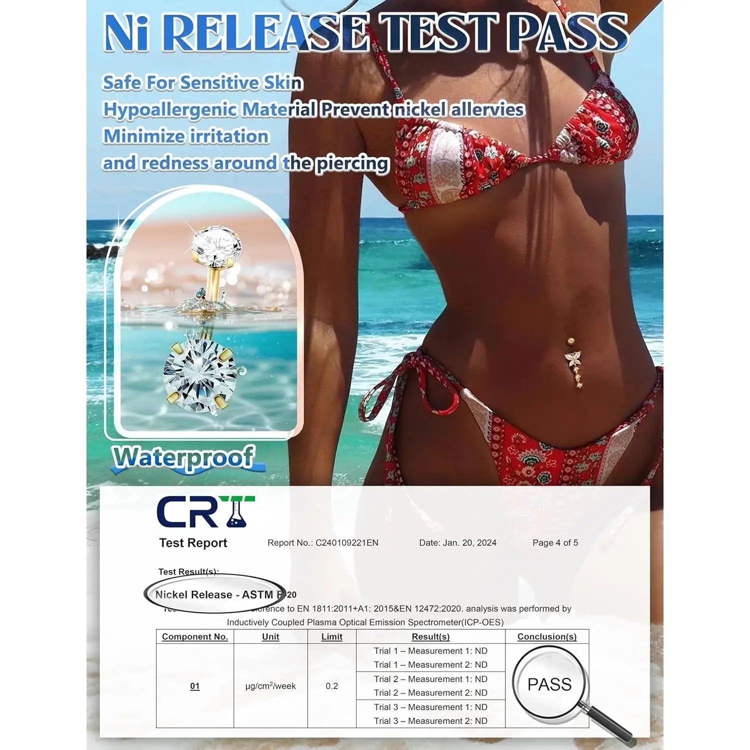 Women’s Belly Rings Pack – Surgical Steel 14G Heart & Opal Navel Piercing (10 Pcs )