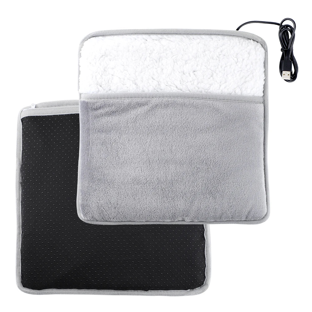 Winter USB Heated Foot Pad – Soft Plush Warmth for Home & Washable