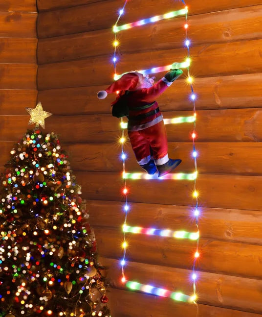 LED Santa Climbing Ladder Lights – 1.5/3M USB Xmas Tree & Wall Decoration