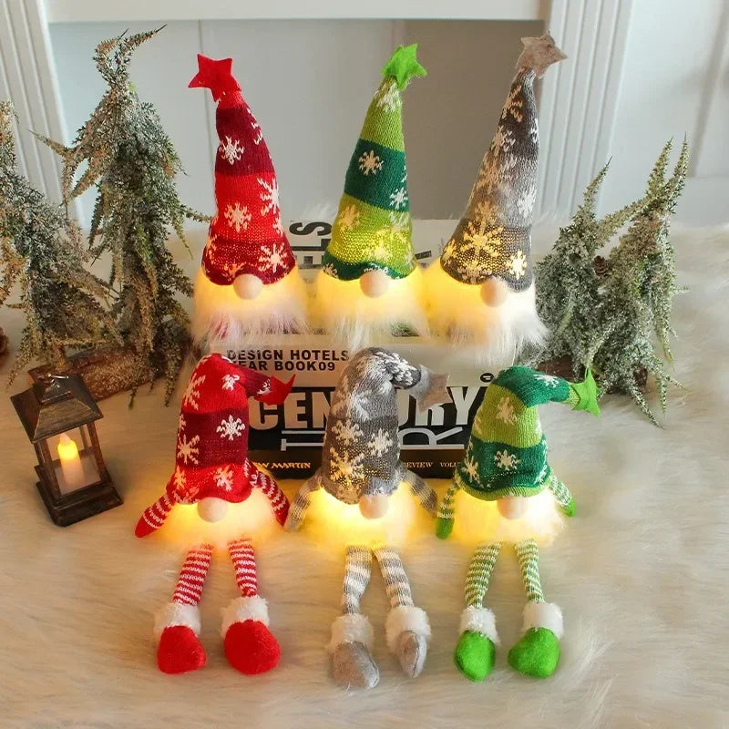 Christmas Faceless Gnome Doll – LED Plush Ornament for Tree & Kids Gift