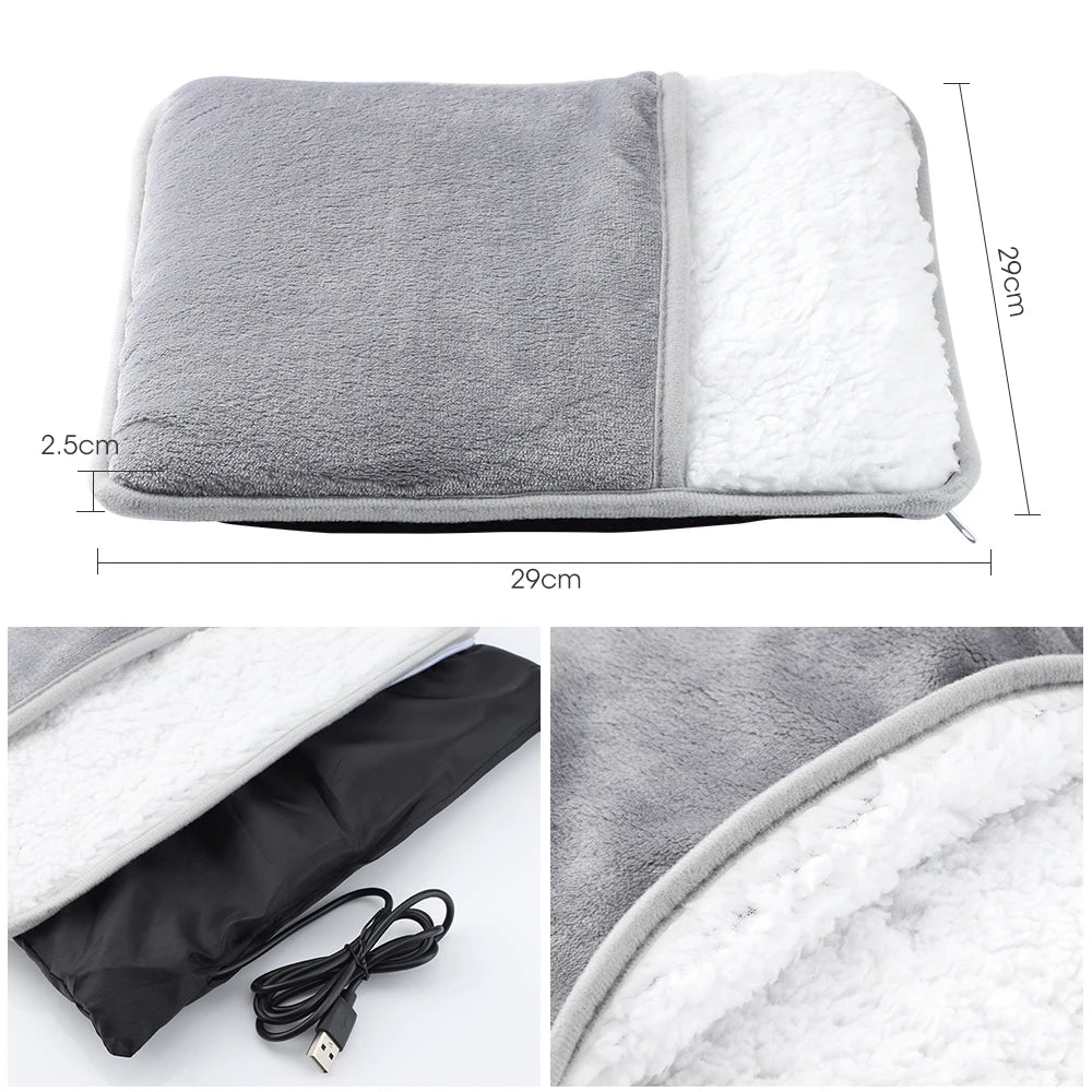 Winter USB Heated Foot Pad – Soft Plush Warmth for Home & Washable