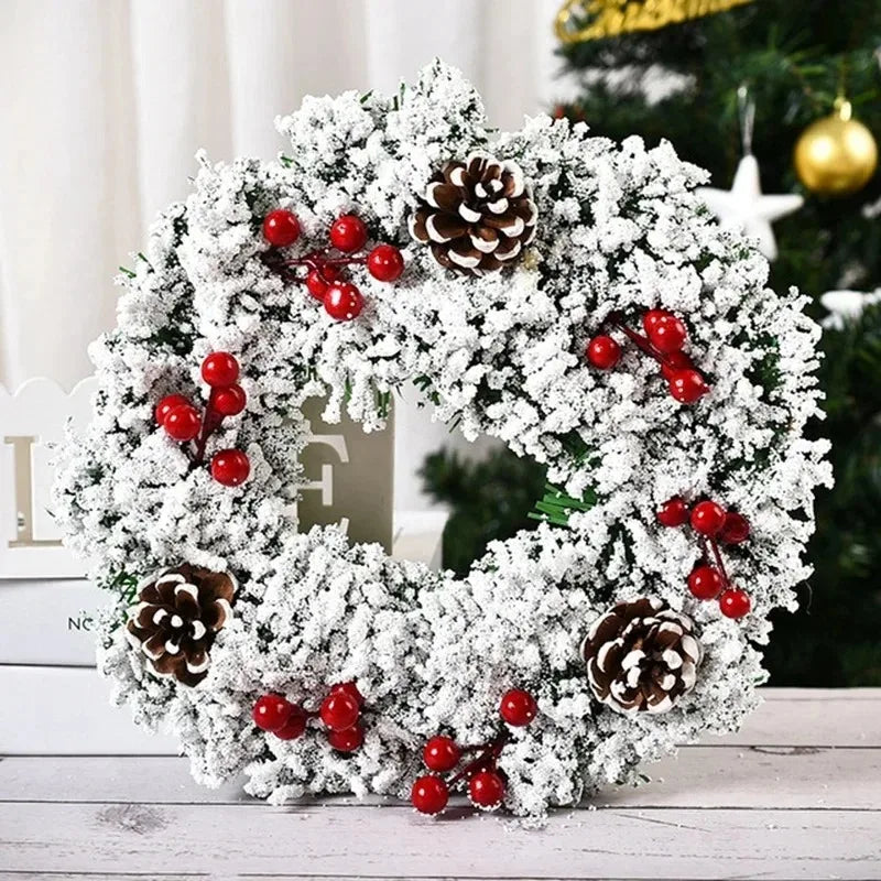 30CM Christmas Wreath – Front Door Hanging Decor with Bells, Bow & Stars