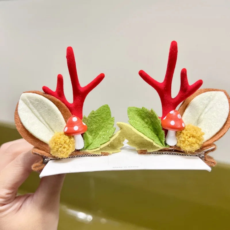 2pcs Kawaii Christmas Hair Clips – Elk, Santa & Snowman Hairpins for Kids & Women 🎁