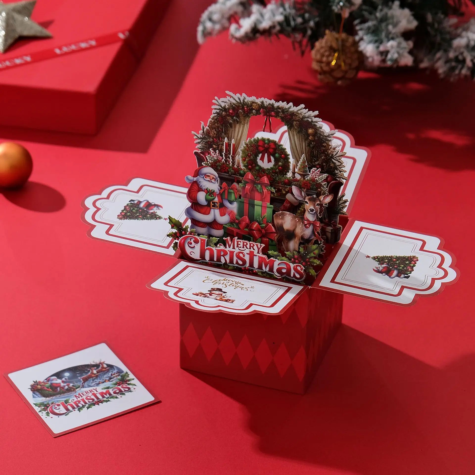 3D Christmas Pop Up Greeting Card – Multicolor Holiday Card with Envelope