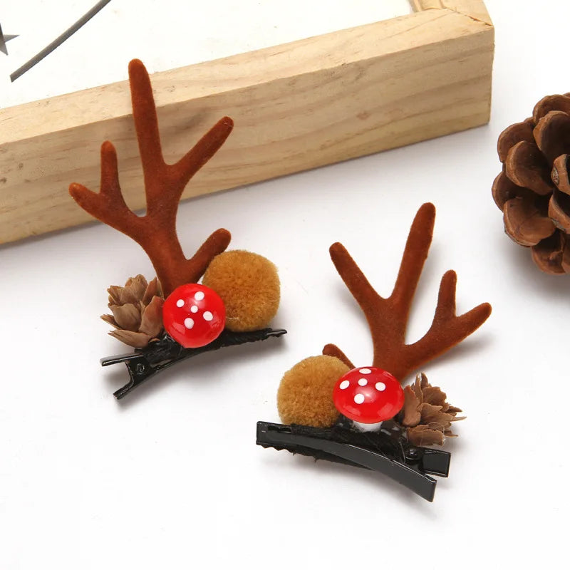 2pcs Kawaii Christmas Hair Clips – Elk, Santa & Snowman Hairpins for Kids & Women 🎁