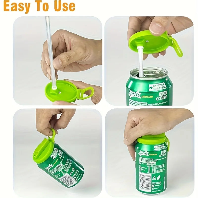 Reusable Soft Drink Can Lid with Straw – Fits Soda, Juice & Beverages